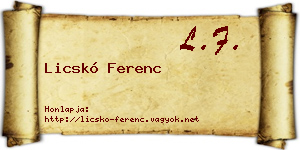 Licskó Ferenc névjegykártya